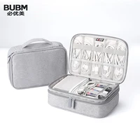 bubm portable cable bag digital usb gadget organizer wires charger cosmetic zipper bag power bank sleeve with ipad pouch
