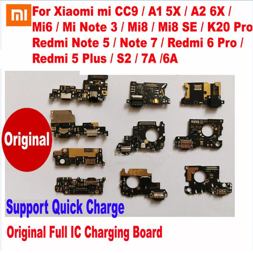 Оригинальная плата IC USB для быстрой зарядки гибкий кабель Xiaomi Mi CC9 A1 5X A2 6X Mi6 Note 3 MI8 SE