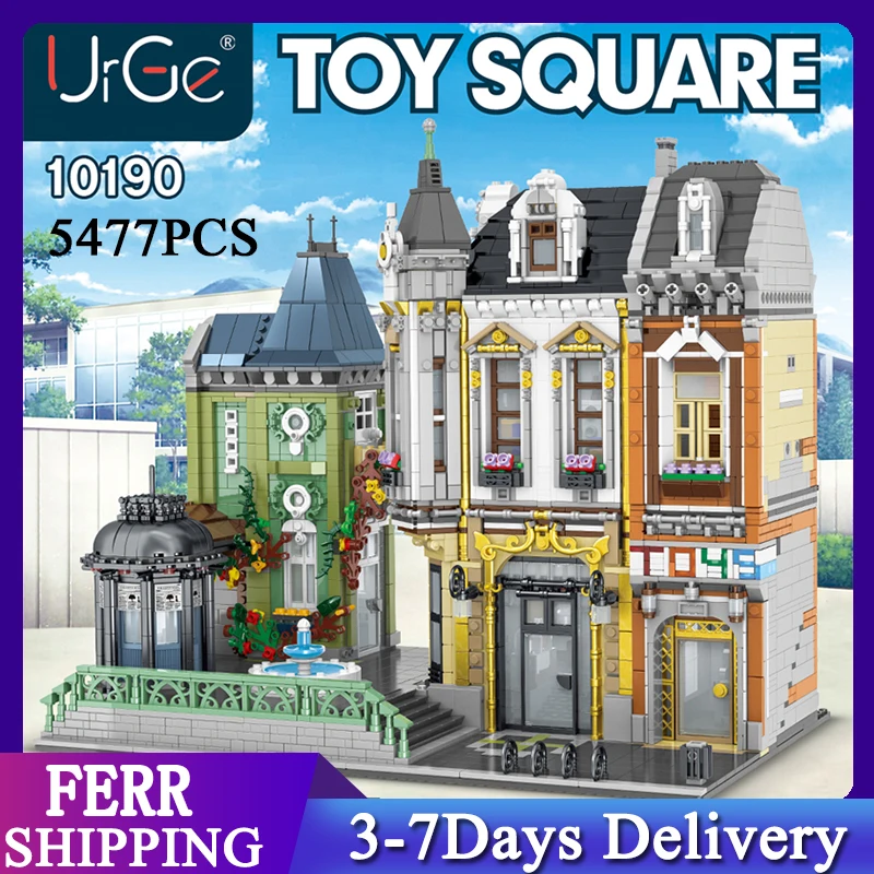 

Urge 10190 5477pcs Creative Street Blocks Brick Series View Toys Store Afol Square Building Blocks Education Toys For kids