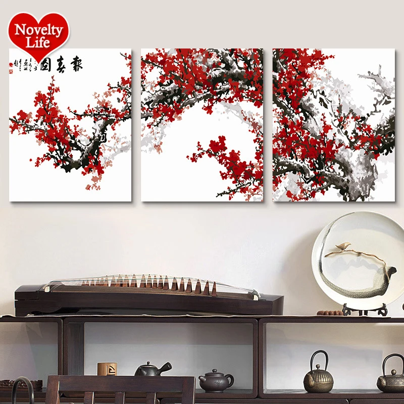 Картина маслом по номерам красные зимние цветы акриловые краски сделай сам холст