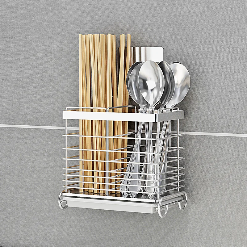 Настенный кухонный контейнер из нержавеющей стали 304 с двойной сеткой для