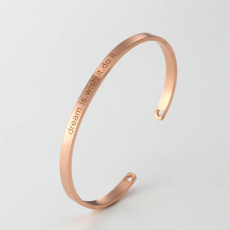 

Dream is .wish it.do it . Bracelet Cuff,Message Bangle for Inspirational Gifts
