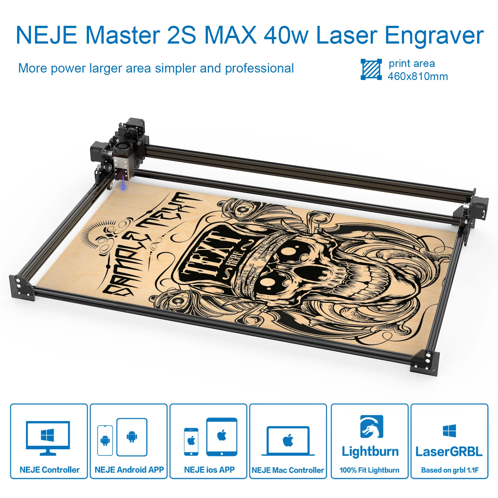 Лазерный гравировальный станок NEJE Master 2S Max 40 Вт лазерный резак GRBL с беспроводным