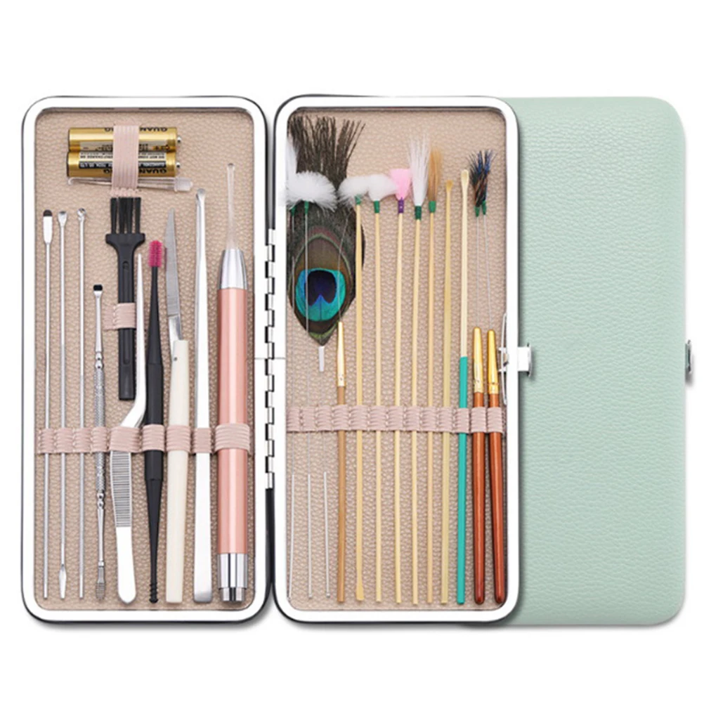 

23PCS Ear Wax Removal Tool Kit Ear Pick Set Earwax Remover Spoon Ear Cleaning Care Tools With LED Light For Adult Ear Care