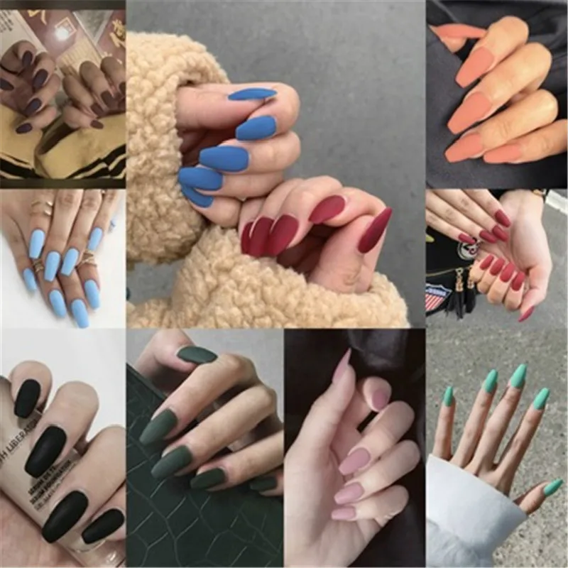 Stiletto Long Fake Nails Black Almond Impress Press on False Artificial Gloss Sharp Nep Nagels with Glue Sticker Nail Pops | Красота и