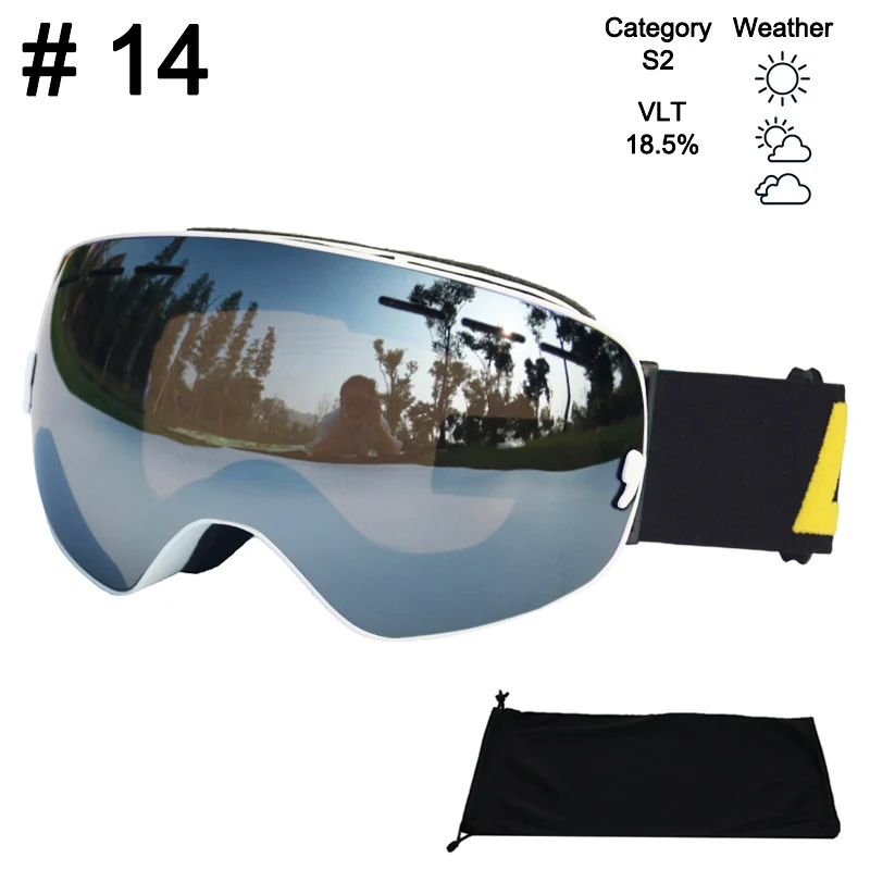 Color 14 Glasses LOCLE сферические лыжные очки Анти-туман двухслойные UV400 большие Лыжные маски сноуборд очки профессиональные лыжные очки - Цвет: Color 14 Glasses