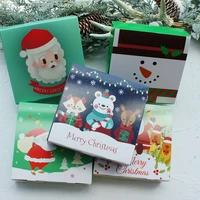 14145cm 10pcs merry christmas winter cold color santa claus paper box cookie macaron christmas party gifts packaging