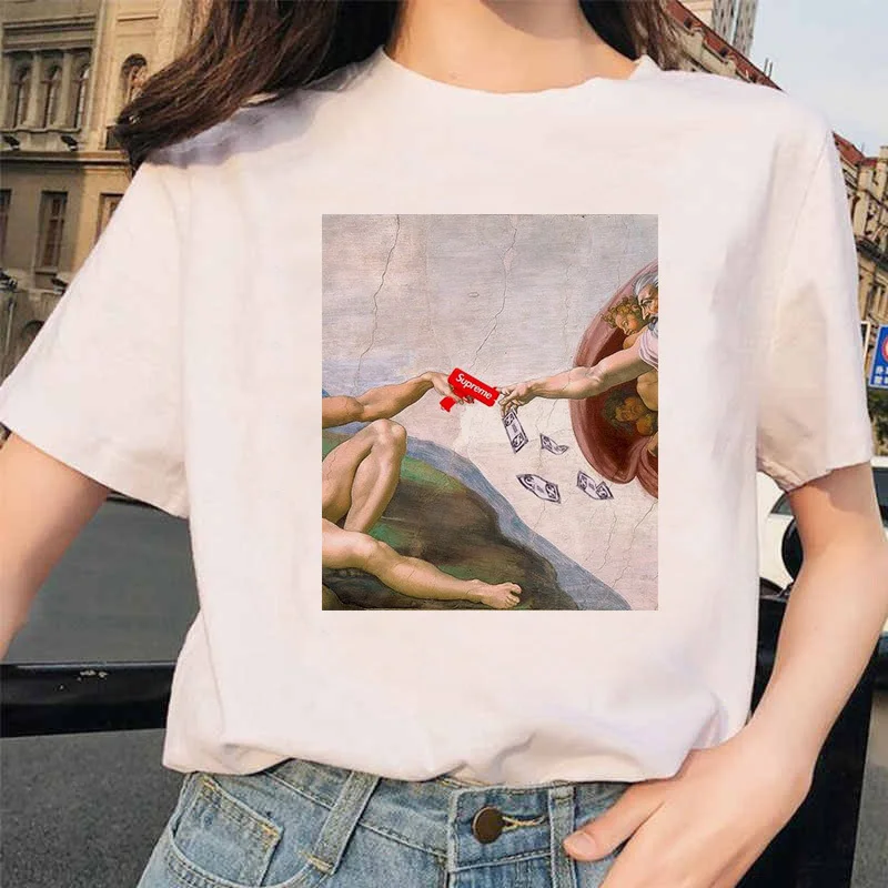 Новинка, футболка микеланжело, Ulzzang Hands Femme, винтажная женская футболка Харадзюку, 90 s, эстетическая, женская, эстетическая, гранж, графическая футболка