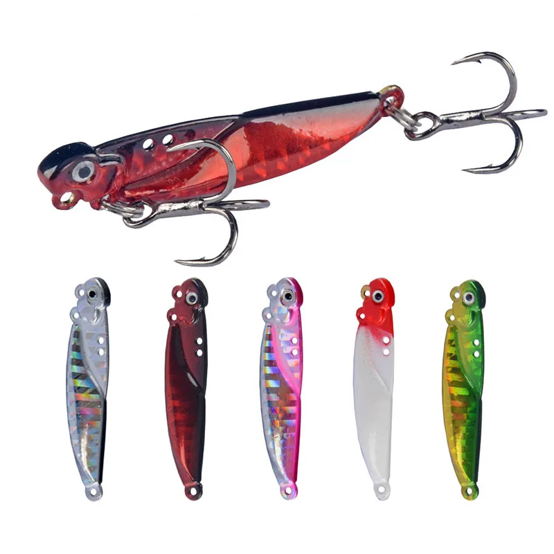 

5Colors 5cm/15g Artificial Metal Hard Bait 8# Strengthen Arcanite Blood Slot Hook Iron Plate VIB Bionic Bait Sea Fishing Lures