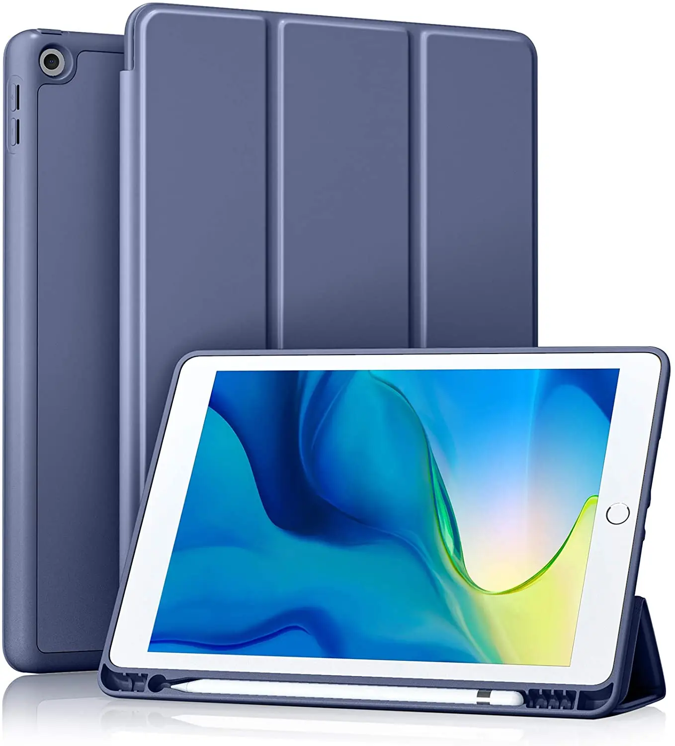 

RBP Case for iPad 10.2 Inch 9/8/7th Generation TPU Back Full Body Protective Smart Trifold Pencil Case Cover for iPad 10.2 Inch