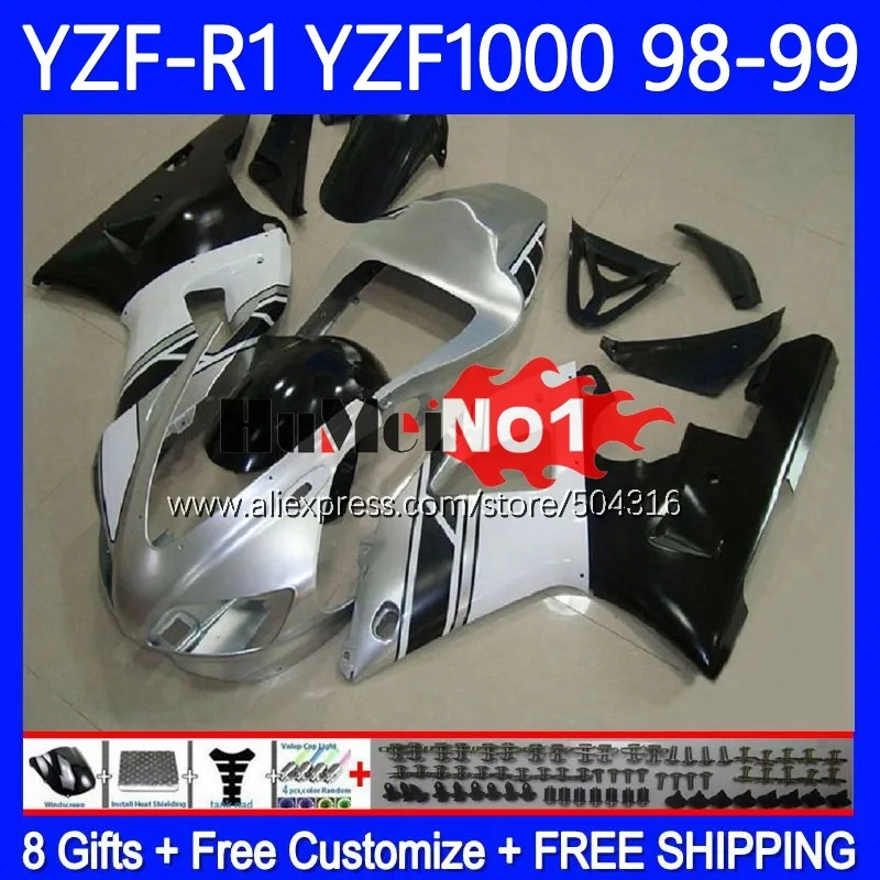

Корпус для YAMAHA YZF R 1 1000 CC 1000CC 98-99 156MC.16 YZF R1 YZF1000 YZFR1 98 99 YZF-1000 1998 1999 обтекатель серебристый белый