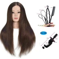 hairdressing mannequin head with 60 natural human hair for hairstyles hairdressers curling practice training head with stand
