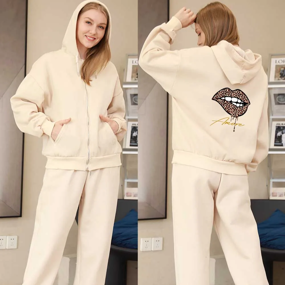 

Lip Print Zip Up Sweatshirt Hip Hop Hoodie New Fashion Oversized Streetwear Harajuku Jacket Autumn Winter Warm Casual Tops