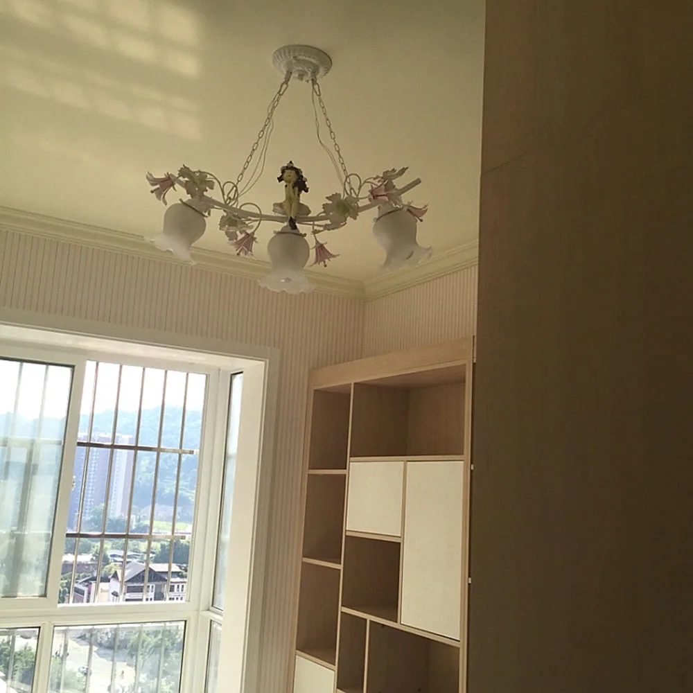 

Flower Pink Chandelier for Kitchen Island Dining room Kids room Girl Chandelier lamp tree chandelier personality Suspension Lamp