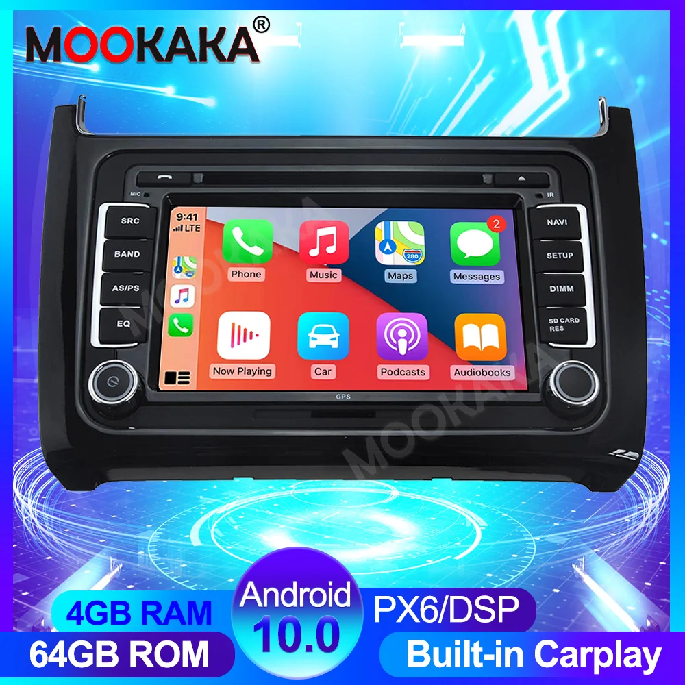 Автомобильный радиоприемник Carplay Android 10 0 4 + 64 ГБ для Volkswagen Polo 2015 2016 2017 сенсорный