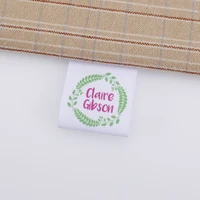custom clothing labels personalized brand cotton printed tags handmade label logo or text wreath md0349