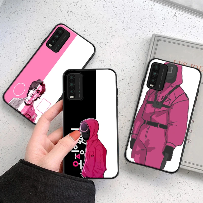 

Squid Game Cartoon Phone Case For Xiaomi Redmi Note 9 10 Pro MAX 5G 9T 9 9i 9AT 9A 9C Funda Coque Carcasa Back Cover