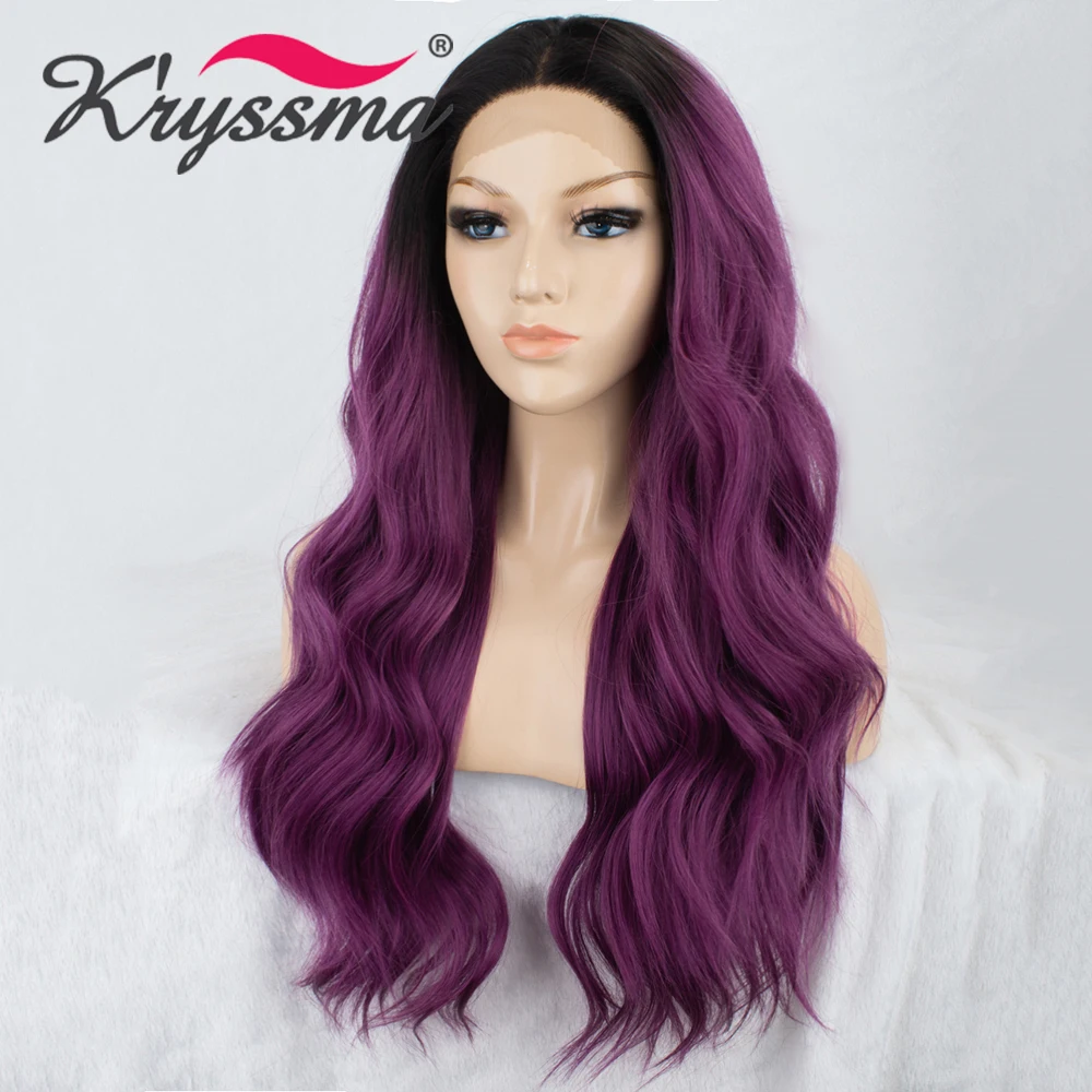 Kryssma 13x3 кружевные бордовые парики длинные волнистые синтетические парики на кружеве для черных женщин термостойкие парики на кружеве