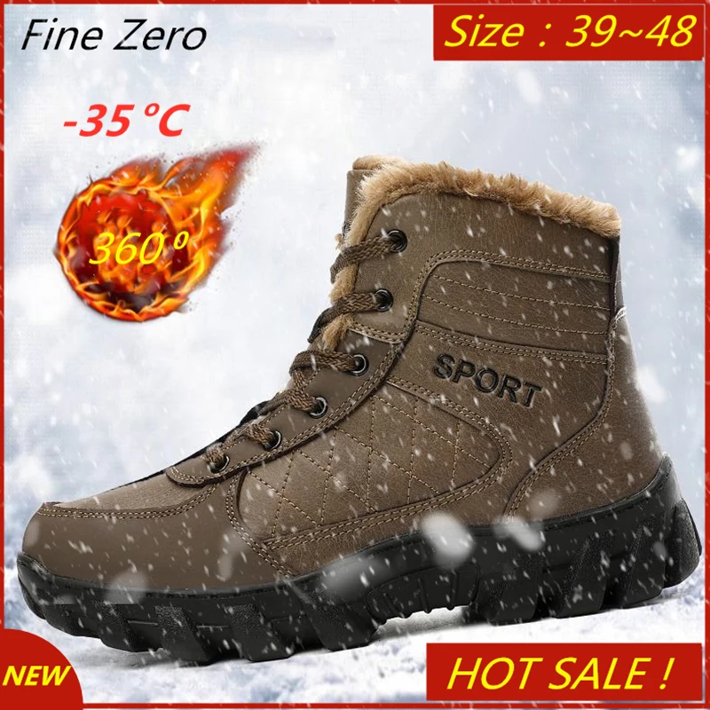 Новинка Кожаные повседневные мужские ботинки Мужские зимние Водонепроницаемые