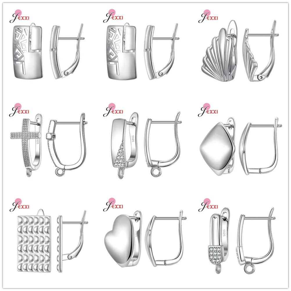 

925 Sterling Silver Earring Hooks Wire Settings Base Earrings Hoops For DIY Jewelry Making Finding Supplies