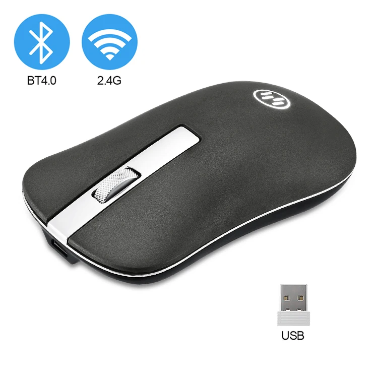 Перезаряжаемая беспроводная мышь Bluetooth компьютерная мышь беспроводная эргономичная Бесшумная компьютерная мышь Mause Mini USB оптическая мышь для ноутбука - Цвет: Bluetooth Black