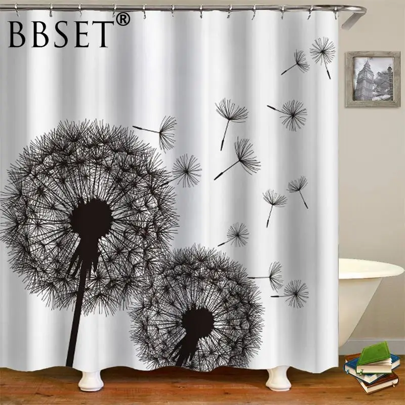 Моющаяся занавеска для душа наивысшего качества с 3D-принтом одуванчика
