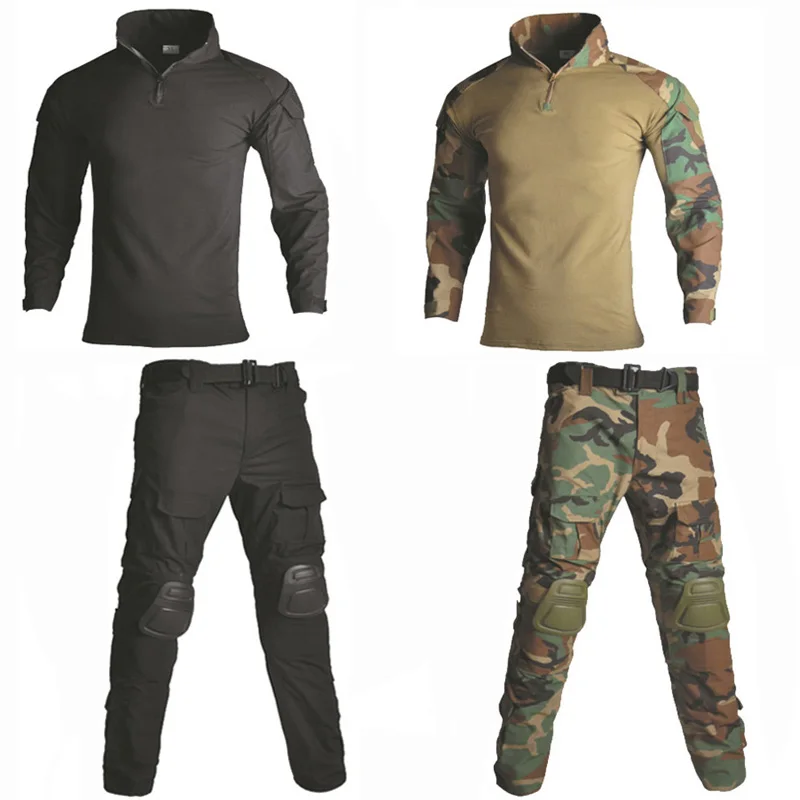 

Tactical Sets Shirt + Pants + Knee Elbow Pads Outdoor Paintball Airsoft Ghillie Suit Military Uniform Camouflage Hunting Clothes