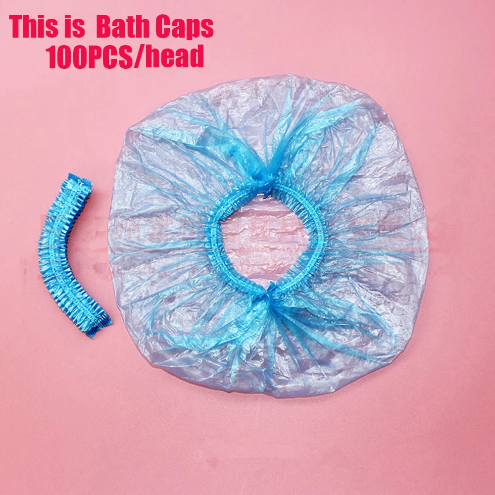 Head 100pcs blue 50/100 шт одноразовые Пластик Водонепроницаемый Ухо Защитная крышка Кепки s Парикмахерская краска Защита душ Кепки инструмент - Цвет: Head 100pcs blue