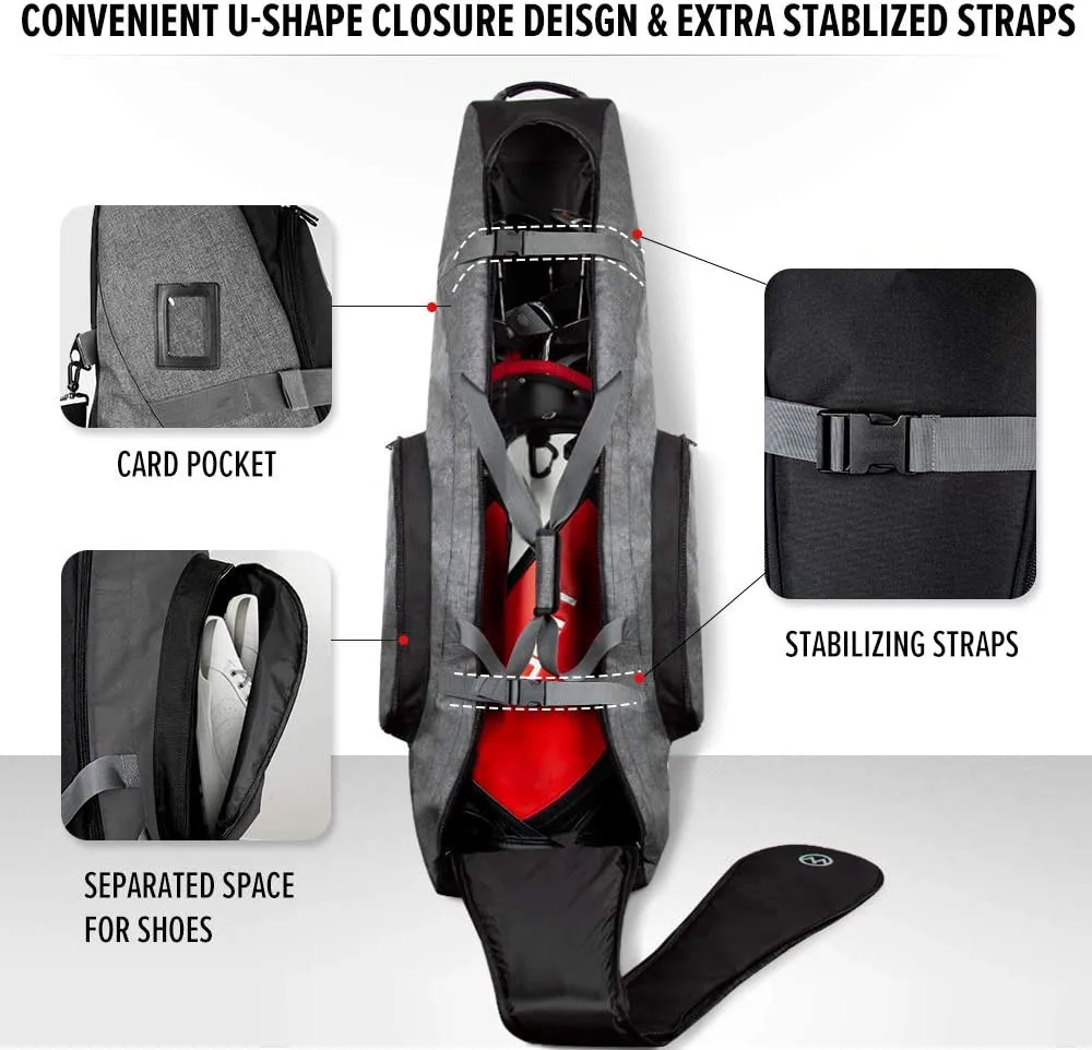 Padded Golf Club Travel Bag with Wheels 900D Heavy Duty Oxford Waterproof -Alligators Large-capacity Standard Golf Bag