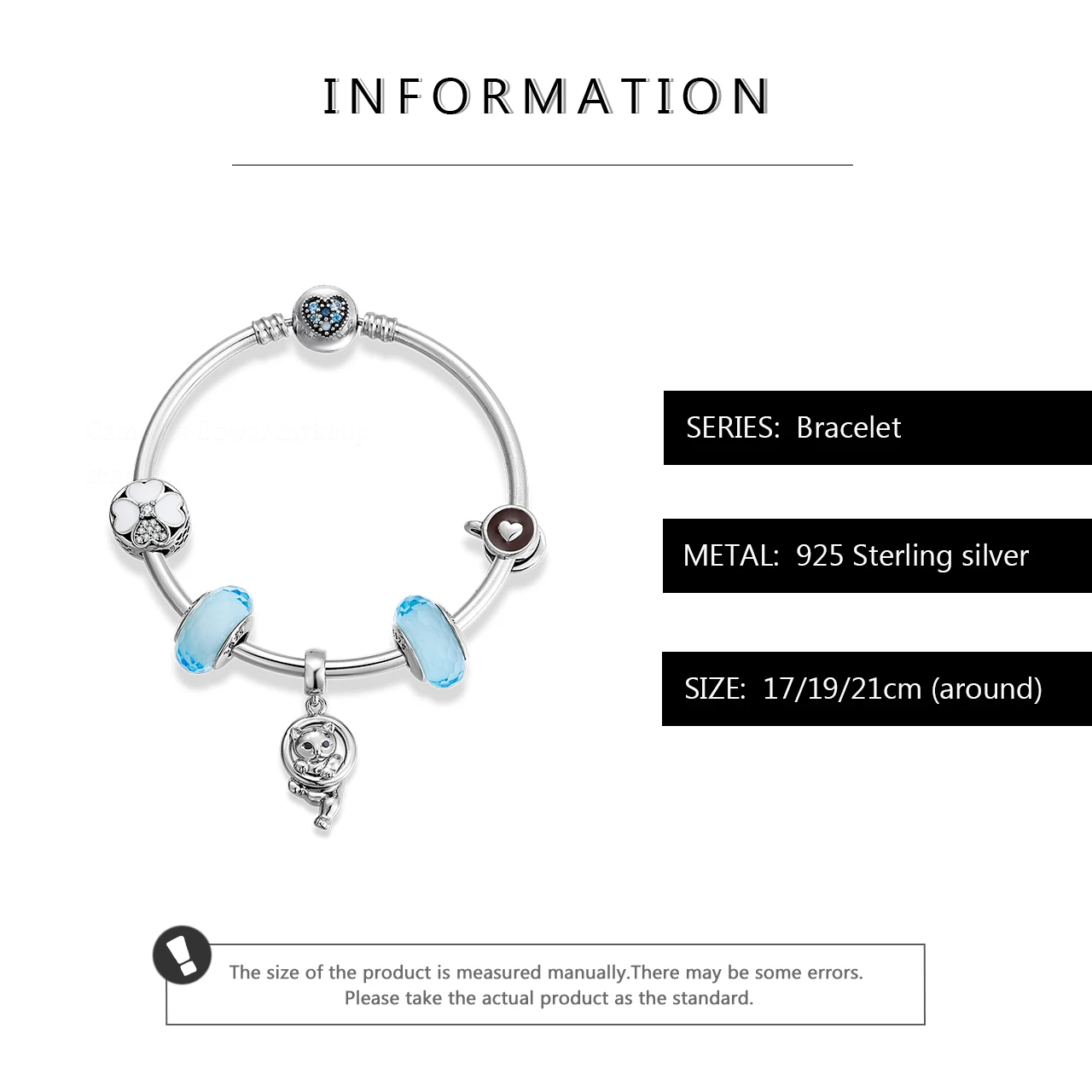 Модный браслет из стерлингового серебра 925 пробы с подвеской в виде кота CZ