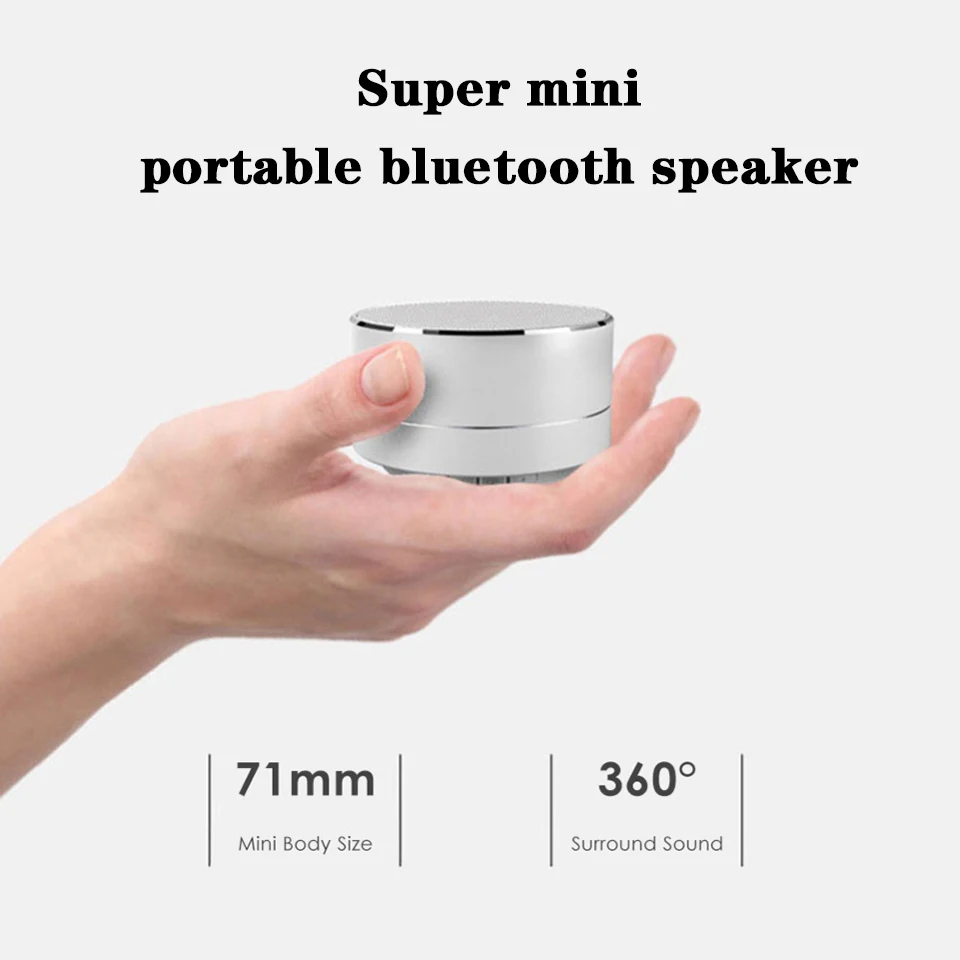 Mini Bluetooth Speaker Wireless Portable Glow Speakers Column with Aluminum Alloy Case Bass Audio Fm Radio Music Sound Box