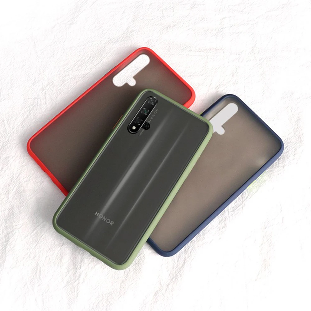 

Simple Matte Transparent Phone Case For Huawei Honor 20 Pro Soft Silicone Frame Hard Frosted PC Back Cover For Honor 20 20S