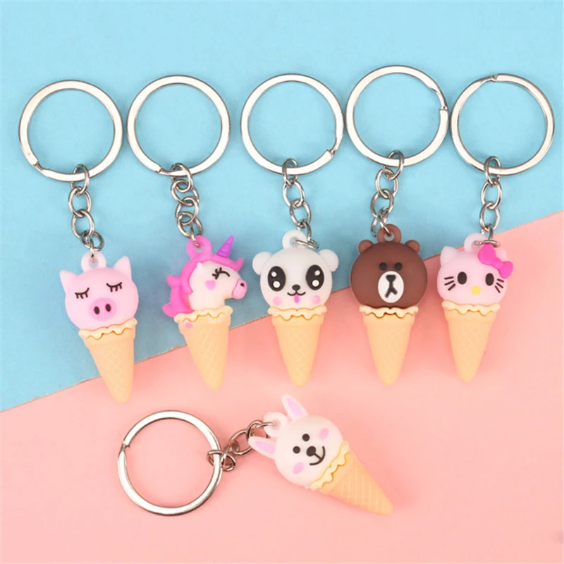 

Creativity Cartoon Animal Ice Cream Keychain Cute Unicorn Sweet Cone Bag Pendant Gift Supplies Birthday Party