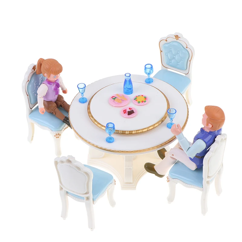 

Детская семейная сборная игрушка, европейская мебель для обеденного стола, подарок на день рождения для девочек, тренировочная Сборная Меб...