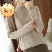turtleneck cashmere wweater women winter wool jumpers knit female long sleeve loose round neck solid color sweater women
