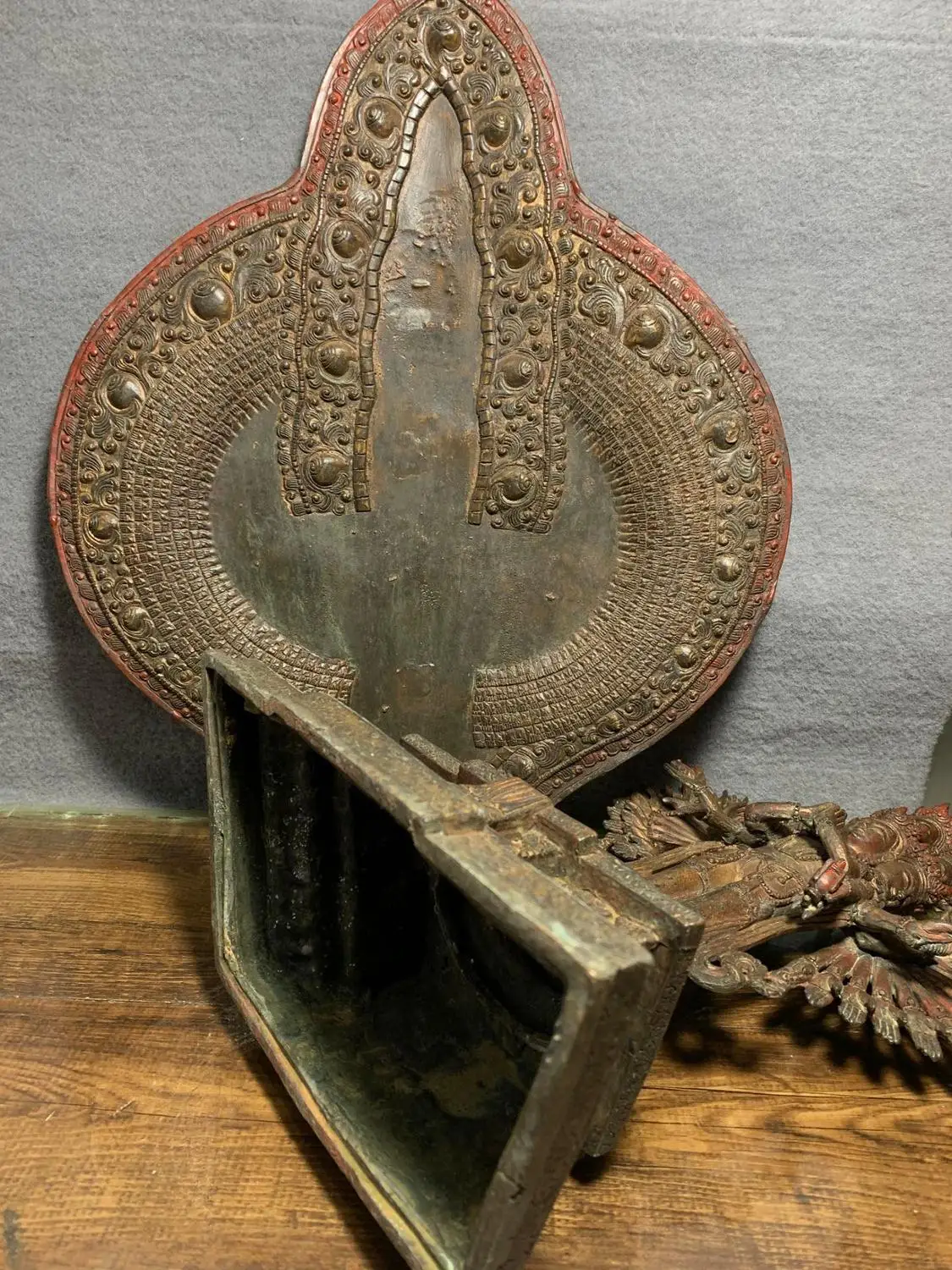 

Home Decor 19" Tibet Buddhism Temple Old bronze Cinnabars Thousand-Hand Guanyin Buddha Statue Avalokitesvara Enshrine the Buddha