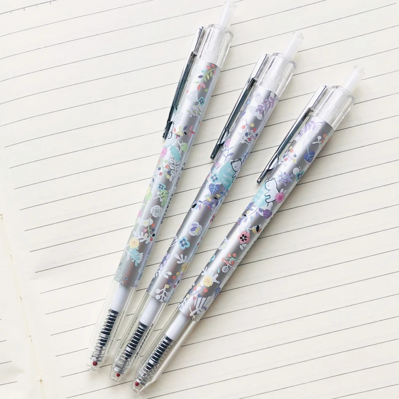 

1X Sweet Flowers Silver Glitter Gel Pen Rollerball Pen School Stationery 0.35mm Black Ink