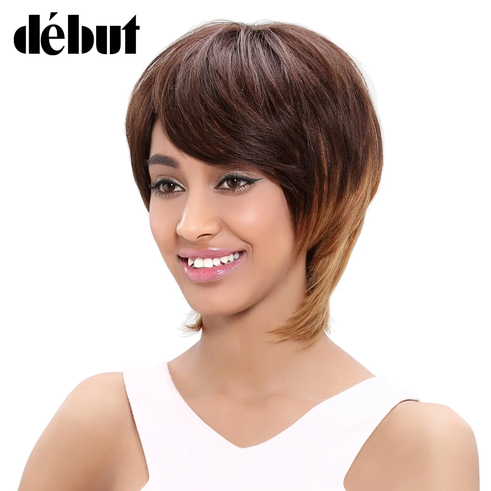 Дебютные парики из человеческих волос для черных женщин бразильские прямые