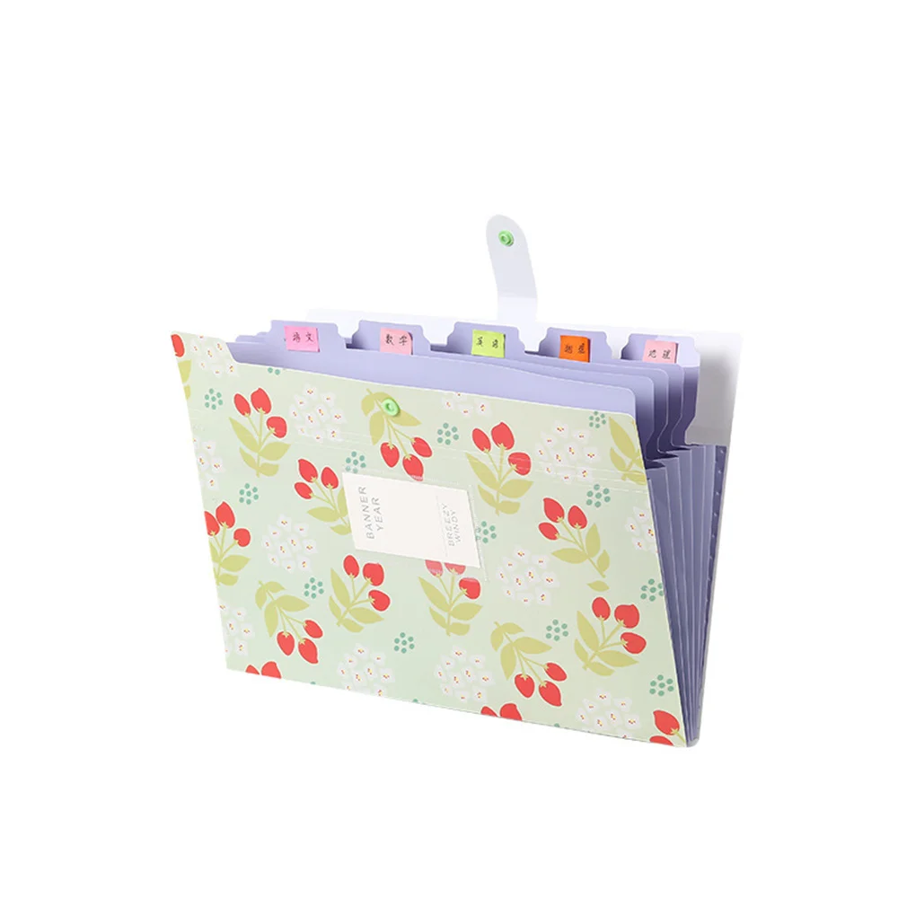 

1pc Fresh Floral Filing Production Folder Multi-function 6into Mezzanine File A4 Document File Folder School Office