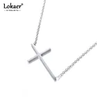 Ожерелье-чокер Lokaer, из титановой стали, с подвеской в виде креста, на День святого Валентина, N17054, классический серебристый цвет