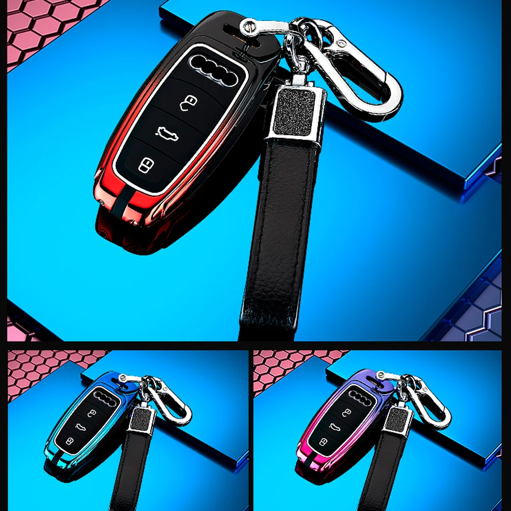 

Zinc Alloy Car Key Cover Case For Audi Q8 C8 A6 A7 A8 2018 2019 Auto Styling Holder Protection Shell Accessories