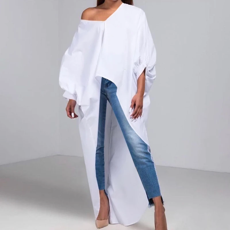 2022 сексуальные асимметричные блузки VONDA с косым воротником женские летние