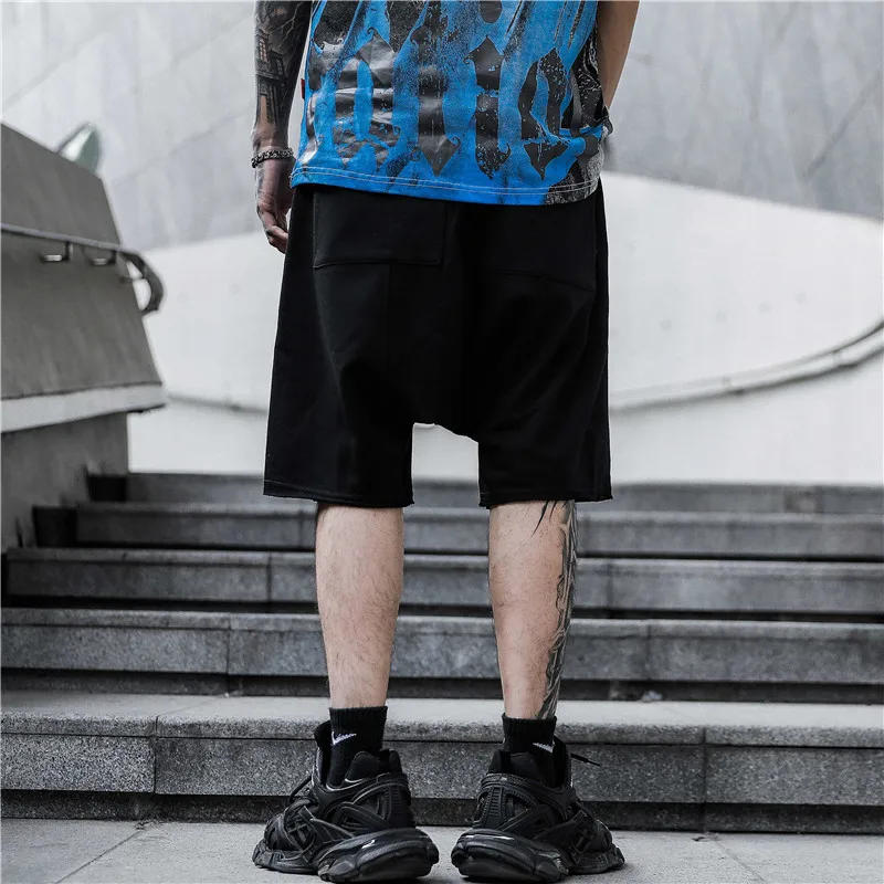 Шорты-шаровары мужские мешковатые на шнуровке свободные штаны в стиле хип-хоп