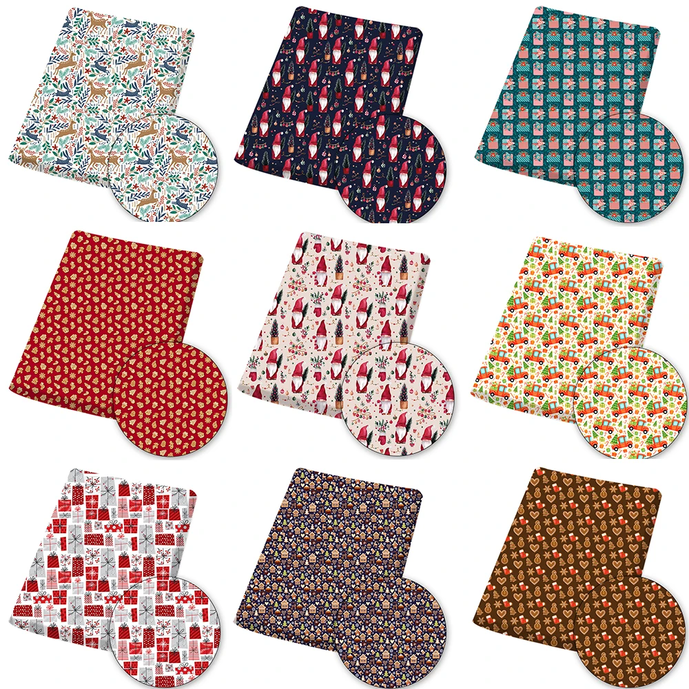 

Christmas Polyester Cotton Santa Claus Printed Cloth Sheet for Sewing Patchwork Home Textile Dress Diy Craft Material 45*145cm