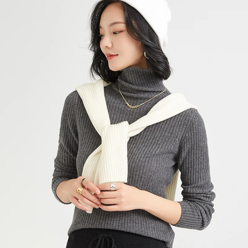 

[Warm to the marrow] 2020 autumn and winter new sweater turtleneck solid color 100% women's cashmere sweater