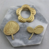 new fashion simple fan sapling flower hollow metal texture brooch pin badge for women coat scarf hat decoration accessories gift