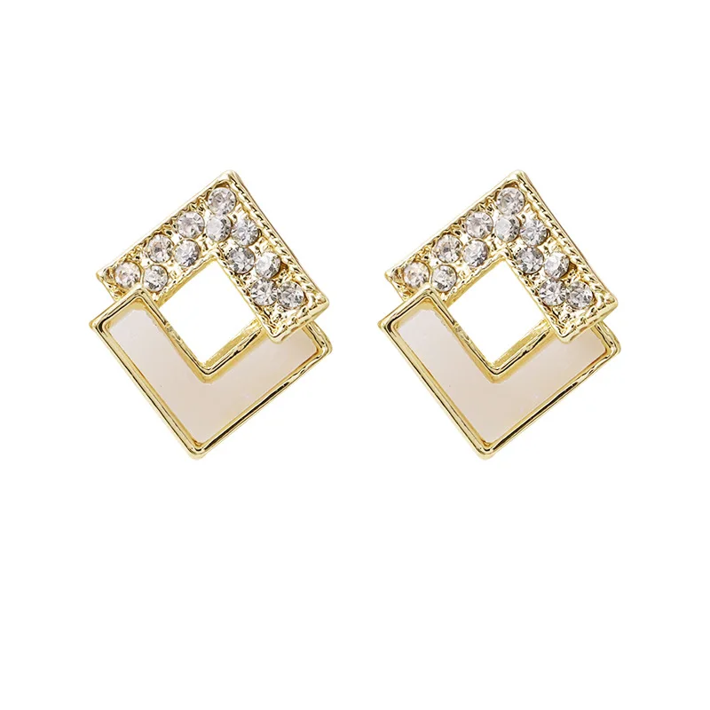 

Fashion Geometry Pattern High-Grade Cubic Zirconia Square Ear Stud New Style Elegant Stud Earrings Jewelry