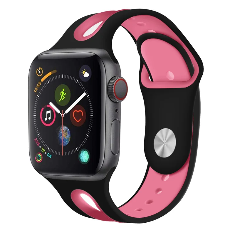 Ремешок для наручных часов для Apple Watch, ремешок 42 мм, 38 мм, Версия 44 мм 40 мм ремешок силиконовых наручных часов Iwatch, ленты для наручных часов Apple Watch, Series4/3/2/1 81003 - Цвет ремешка: 26