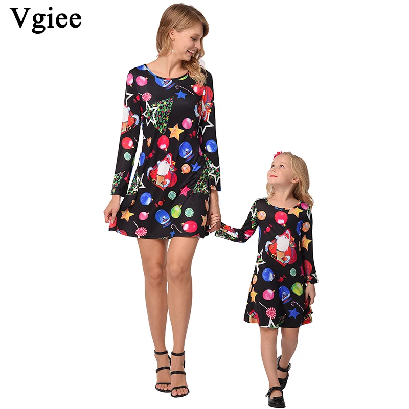 Vgiee/платья для мамы и дочки рождественское платье хлопковая одежда маленьких