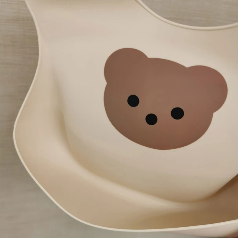 Водонепроницаемый силиконовый нагрудник для новорожденных с принтом медведя